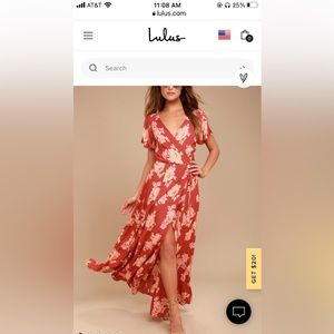 Heart of Marigold Rust Red Floral Print Wrap Maxi Dress